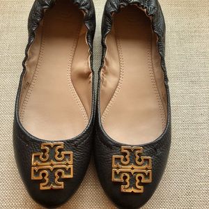 Tory Burch navy leather flats